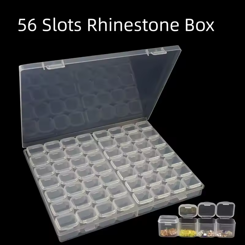 56 Slots Nail Decal Storage Box, Nail Art Accessories Storage Box With Removable Grid, Nail Art Rhinestone Jewelry Box - AliExpress
