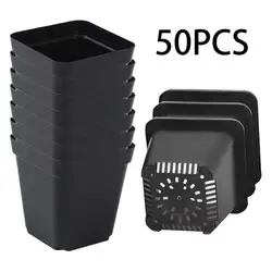 Pots For Seedlings 50pcs Square Reusable Seedling Cups Starter Pots Seedling Pots With Drainage Holes Gardening Kit Nursery Pot