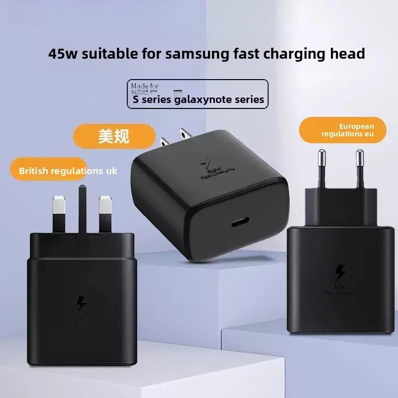 45W Super Fast Charger UK EU 3‑Pin Plug Type‑C Charging Kit for Samsung Galaxy S25 S24 S23 Ultra S22 S21 Hong Kong Version