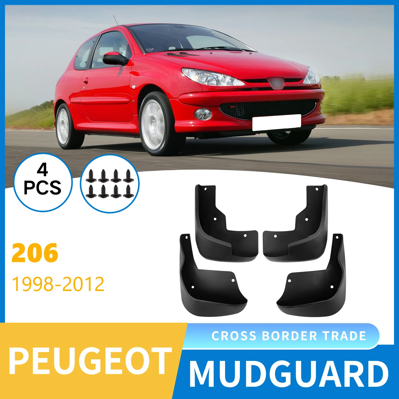 

Mudguard For Peugeot 206 1998-2012 car tire mudguard modification,Mudflaps Front Rear Flares Splash Guards Cover Car Accessorie
