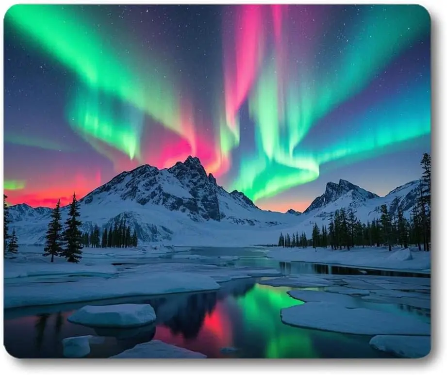 

Aurora starry sky natural scenery mousepad snow-capped mountains glaciers PC desktop decoration HD printing rubber anti-slip