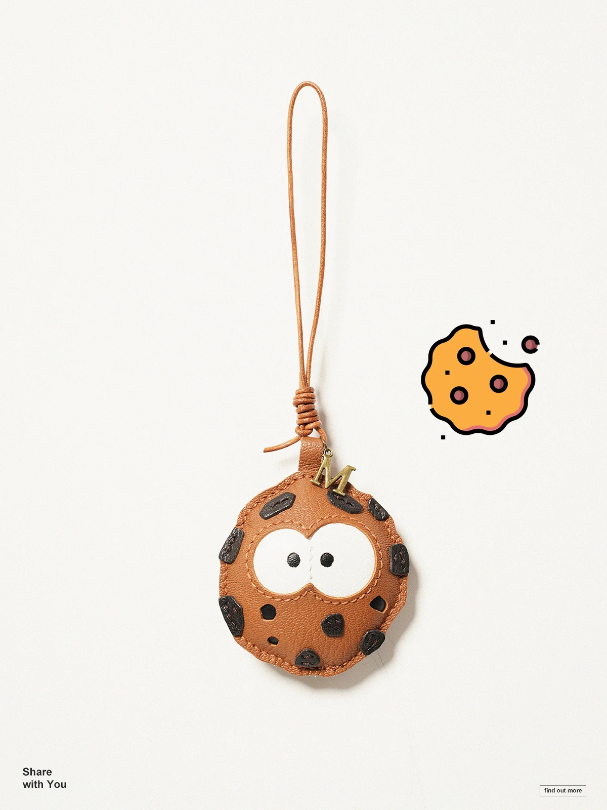 

Fun cookie accessories, all handmade imported goat leather bag pendant, cute key pendant