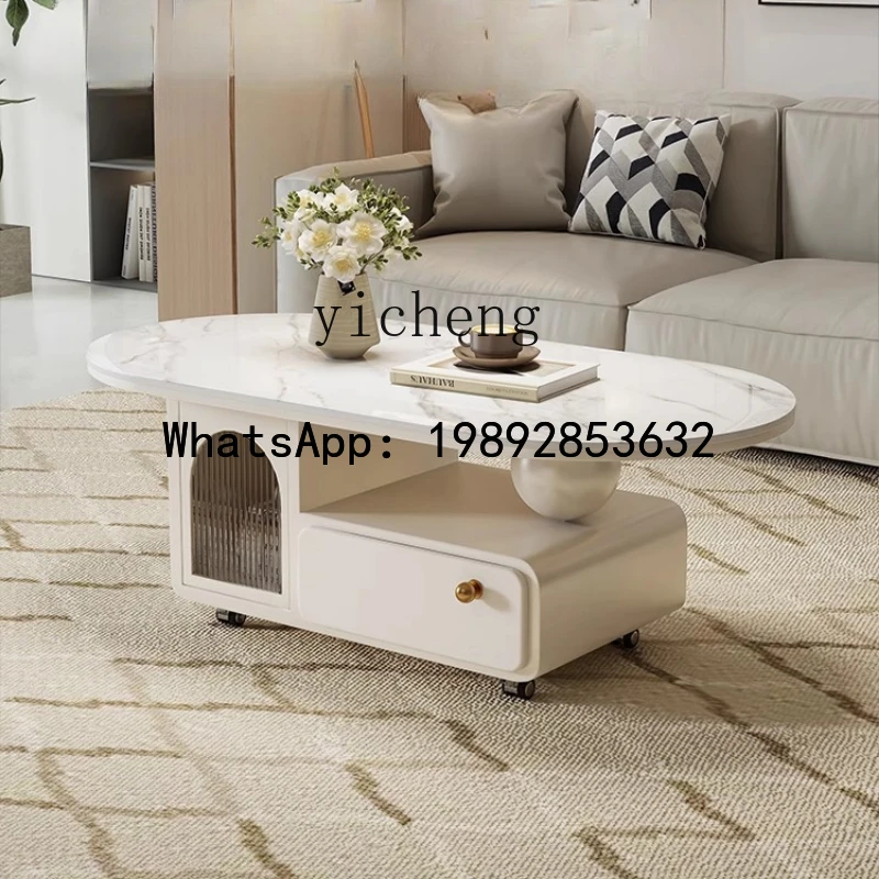AA  cream wind rock board coffee table living room household small apartment modern simple movable multi-function table