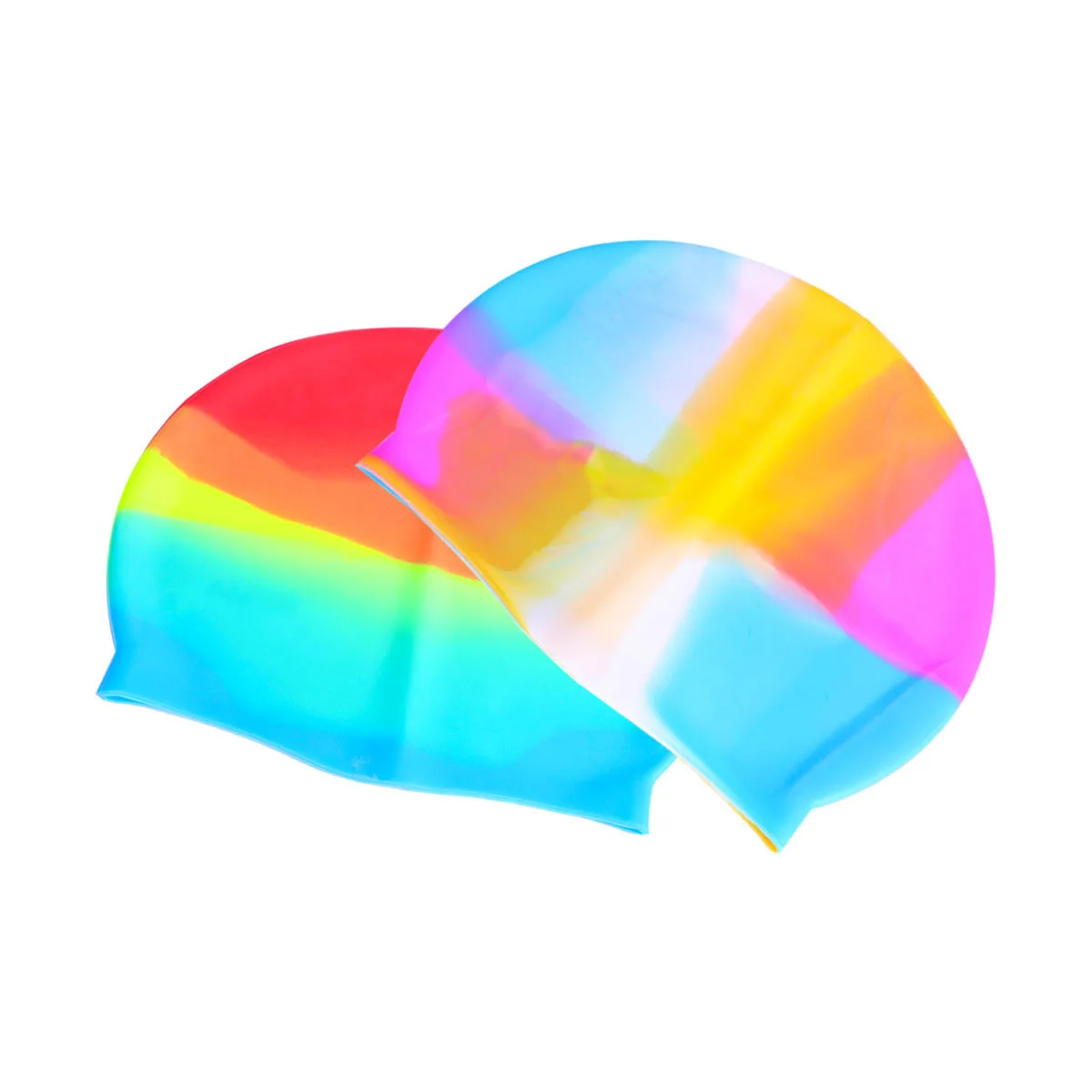 

2Pcs Waterproof Swim Caps Silicone Soft Flexible 3D Design for Head Ear Comfort Lightweight Unisex Swimming Hat