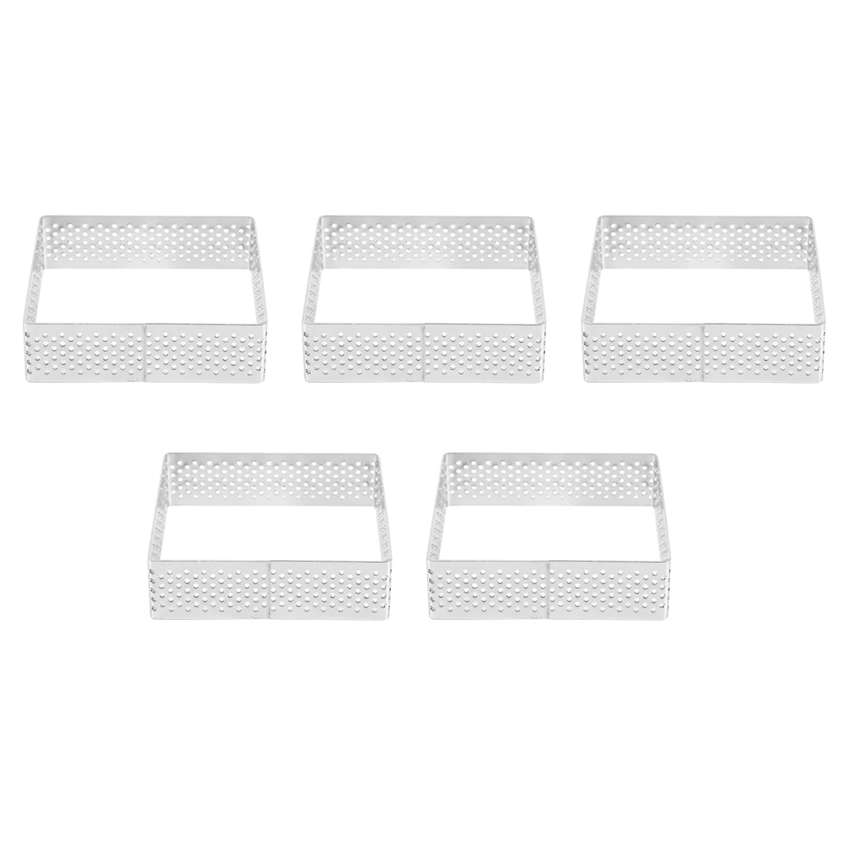 Perforierte Tortenringe aus Edelstahl, Törtchenformen, quadratische Form, Kuchenkreis, französisches Gebäck, Backwerkzeug, 5er-Pack