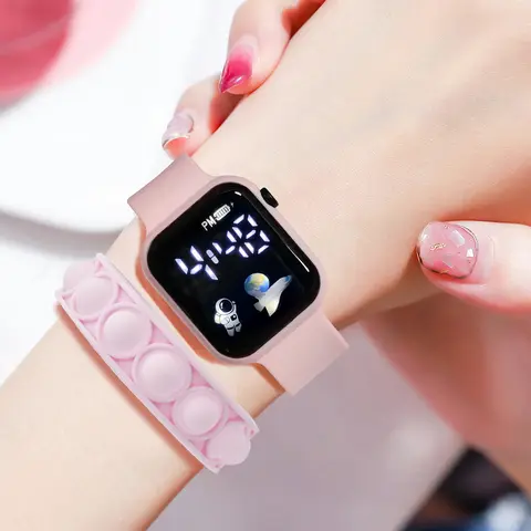 2 st barns smartklocka armband enkel och moderiktig student utomhussport elektronisk klocka present till pojkar och flickor 8 best sales vackra enkla klockor för tjejer - №2