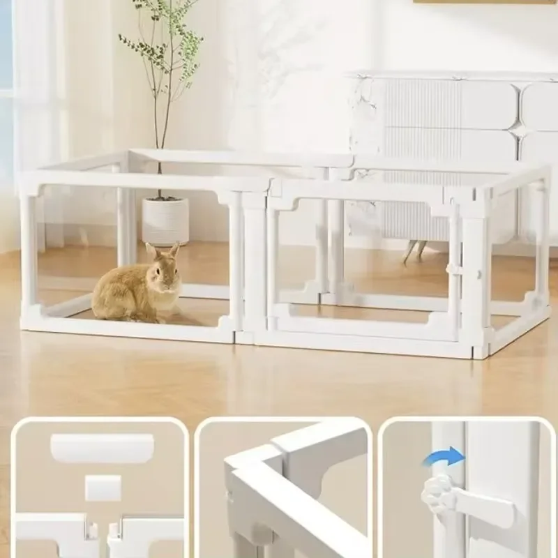Transparent Rectangular Pet Cage for Dogs Cats Rabbits Multi Compartment Indoor Living Room Easy Assembly Animal House Large
