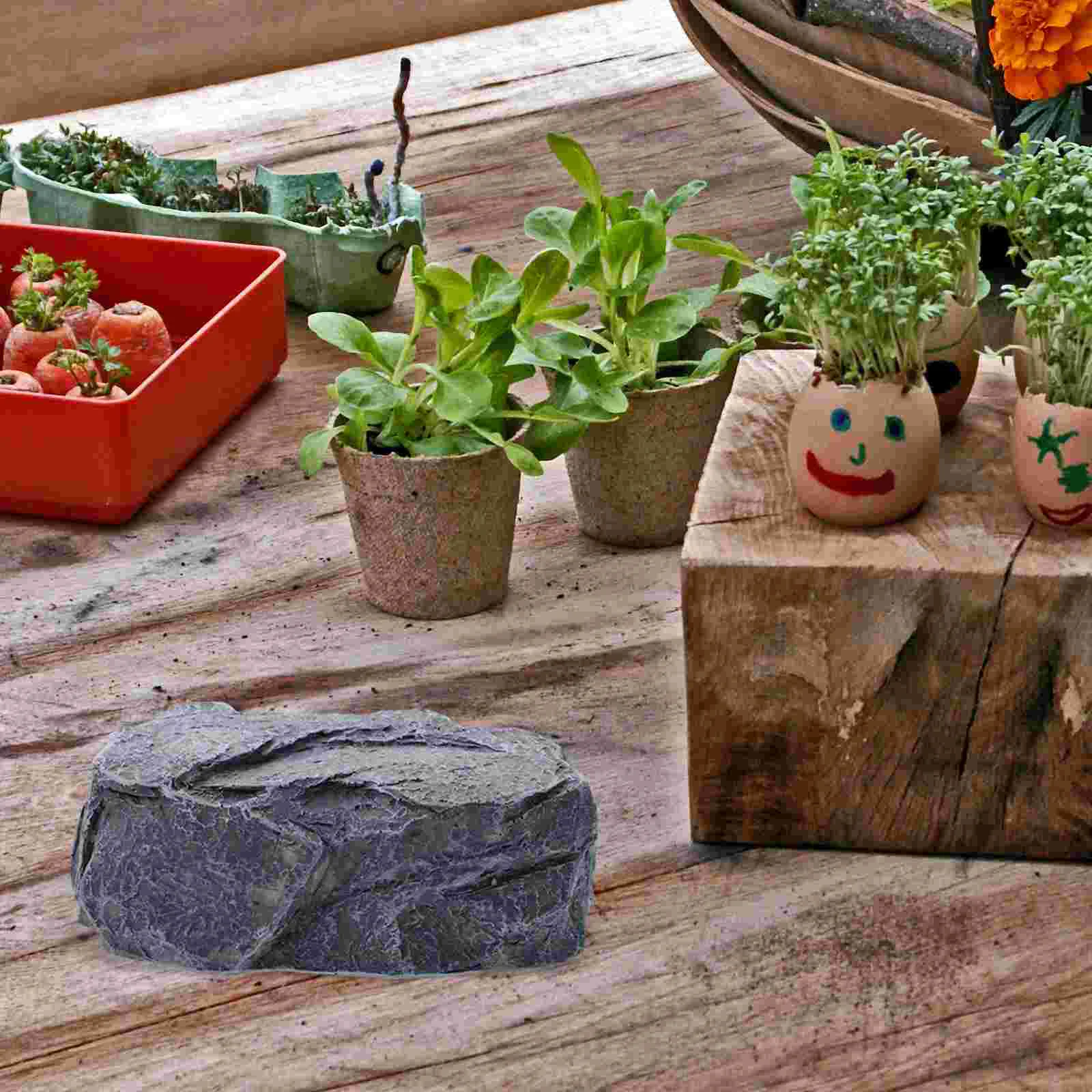 Rock Key Hider caja de llaves de jardín, soporte de llave de imitación, oculta una llave, vista lisa, piedra de roca de aspecto Real, seguro para jardín al aire libre o