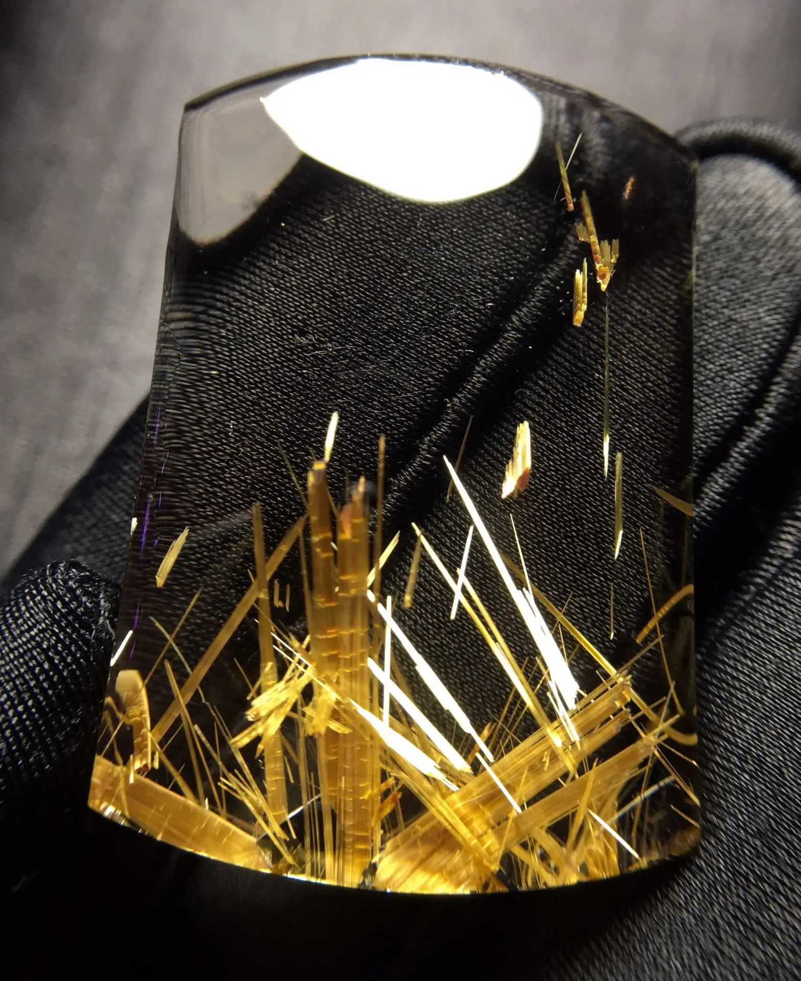 Natural Gold Rutilated Quartz Pendant Rectangle Rutilated Jewelry 40.5*29*10.6mm Men Women Brazil AAAAAAA