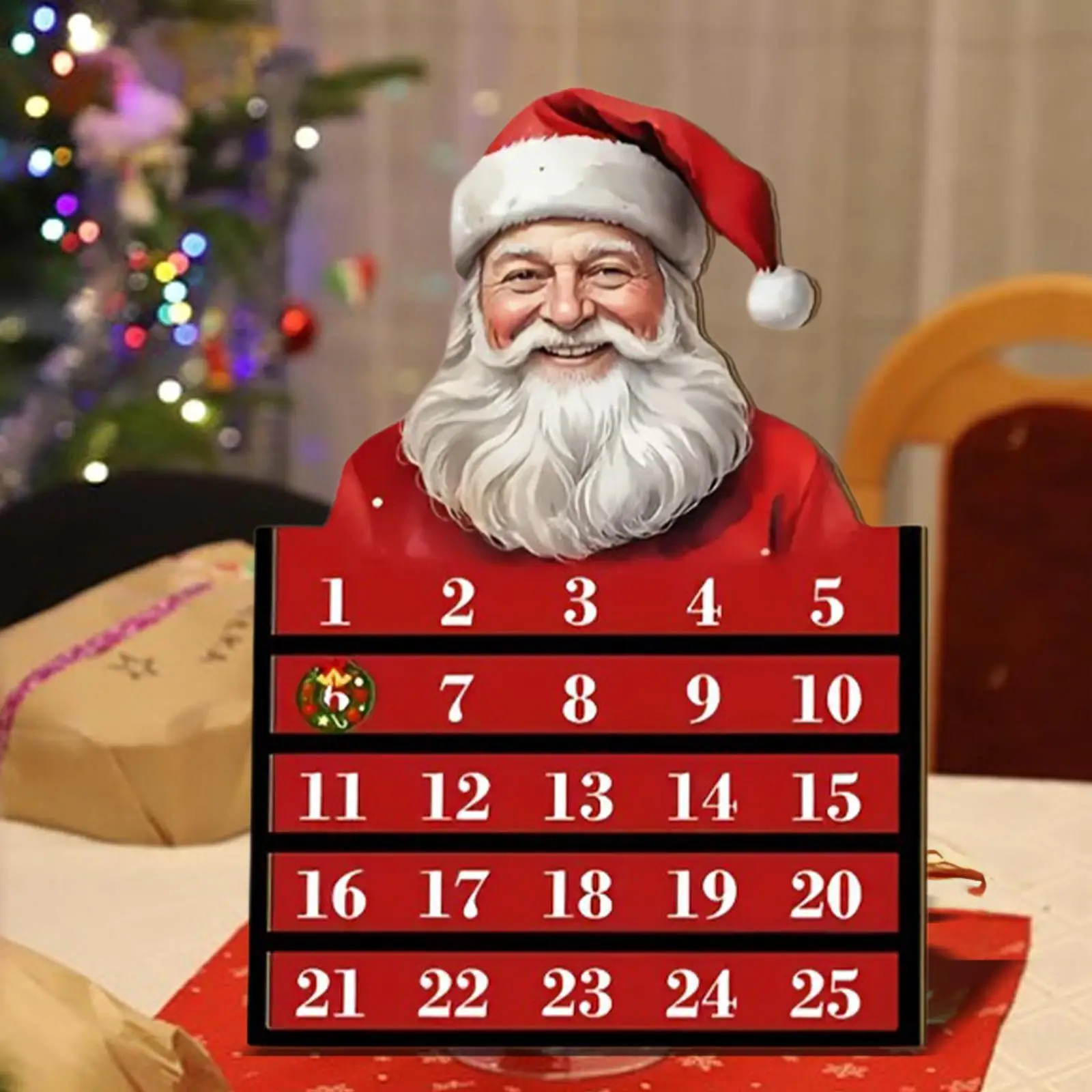 تقويم قدوم عيد الميلاد 2025 تقويم عيد الميلاد جدار ديكور المدرسة الخشبية #3