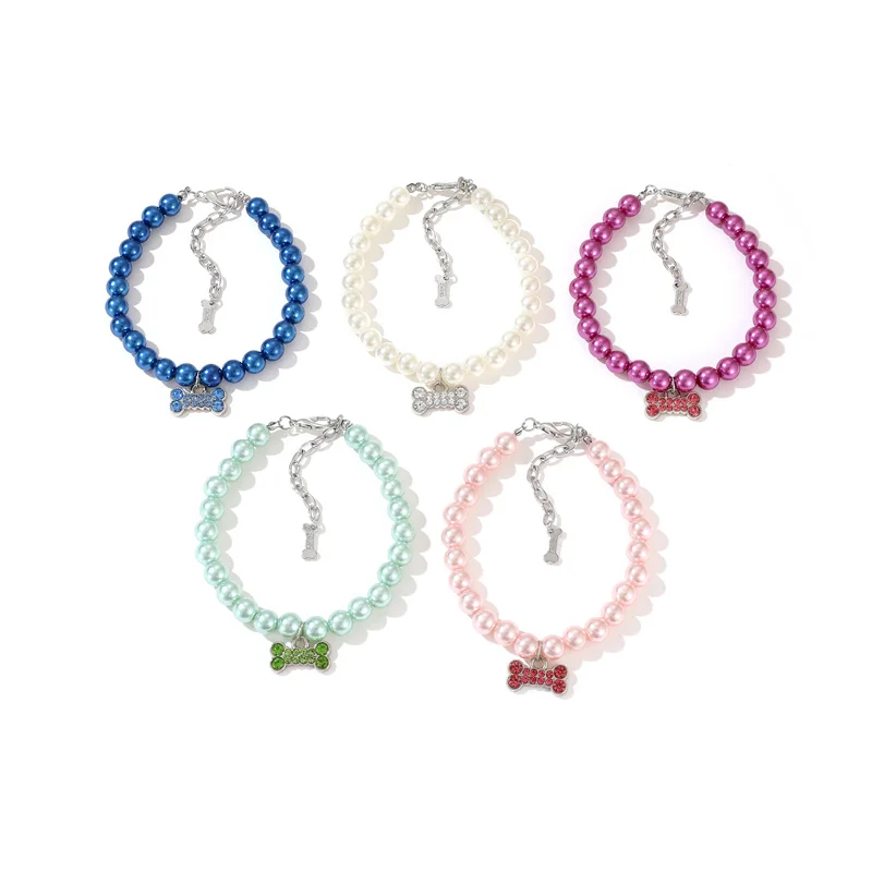 Luxus Perle Anhänger Welpen Hund Halskette Halsband für kleine Hunde Katzen Chihuahua Pomeranian Teddy Bling Strass Haustier Zubehör – Detail 2