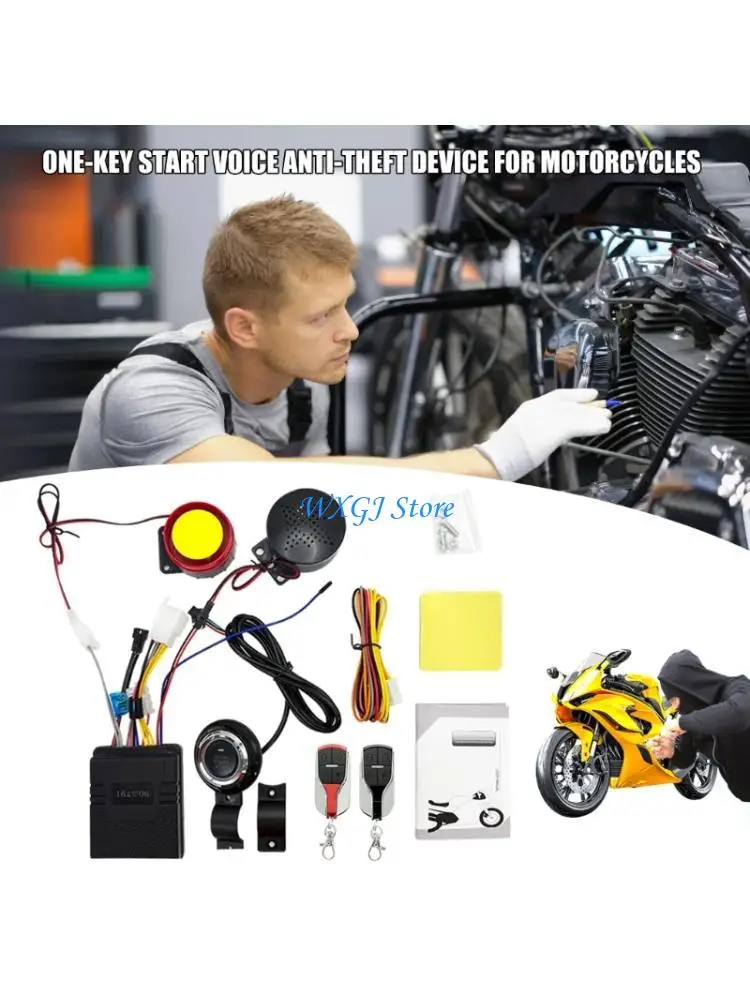 37JE Remote Start Motorcycle Security Alarm High Sensitivity Anti Theft Function