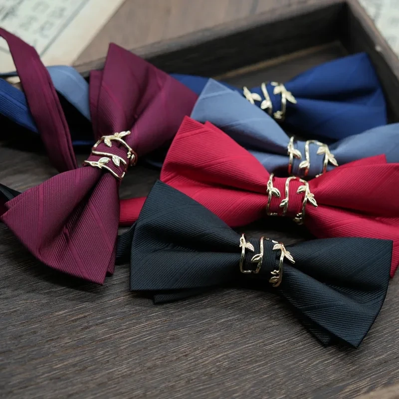 New British Style Formal Gentlemen Bow Ties Metal Floral Red Navy Black Bow Knot Wedding Party Groom Butterfly Shirt Suit Cravat