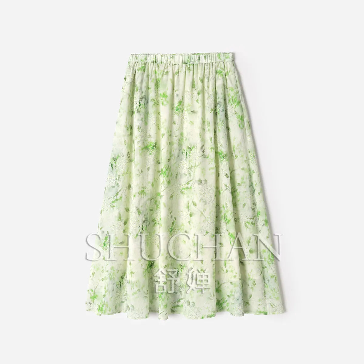 SHUCHAN Skirt Monet Garden Mori Clear Sense Beef Tendon Waist Side Seam Bag Printing Skirt Women