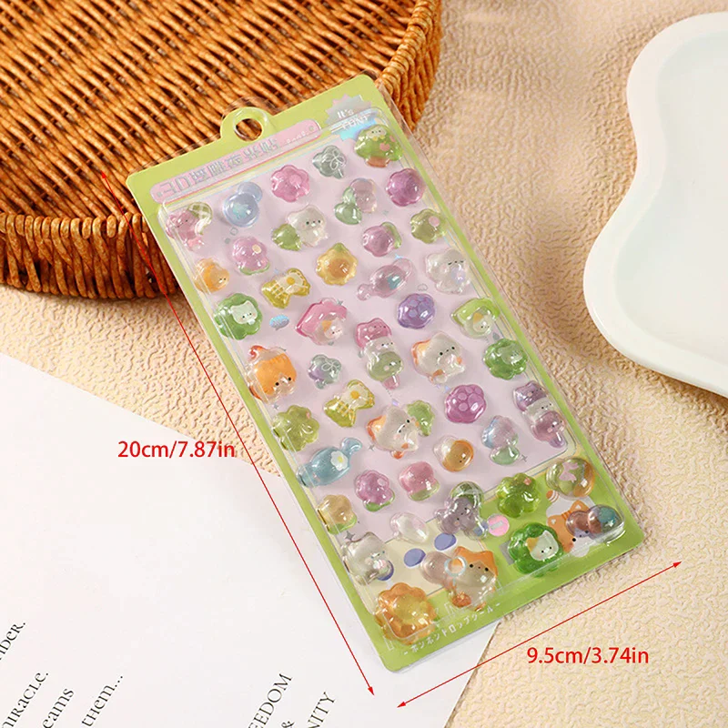 Kawaii الكرتون ثلاثية الأبعاد الإغاثة ملصق لطيف كريستال هلام التصحيح ل قضية الهاتف المحمول مرآة سجل القصاصات مجلة الحيوان ديكور