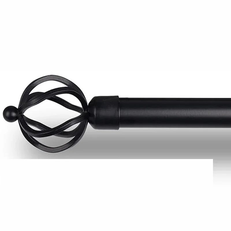 Sunshida 4Pack High Quality Black Steel Ball Cage Drapery Rod Finial Curtain Pole Caps For19-28mm Diameter Rods Can Mixed Order