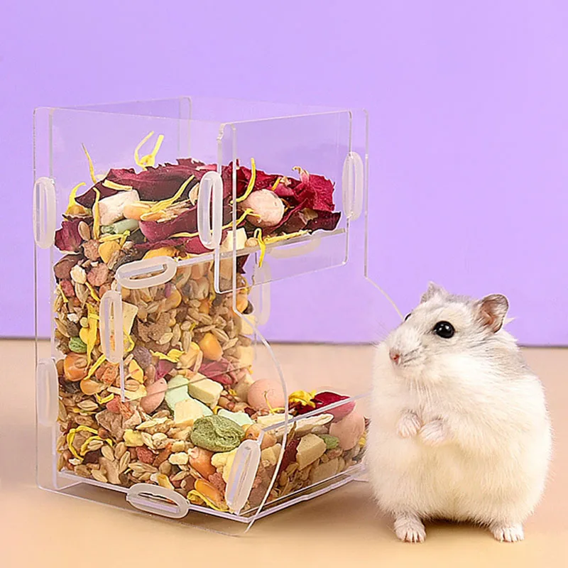 Cuenco de alimentación de comida para mascotas pequeñas, dispensador de plástico para ratas y mascotas, jaula alimentadora, botella de comida, productos para mascotas, acrílico automático