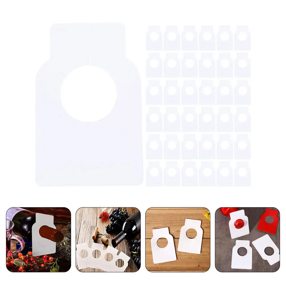 200Pcs Double Side Blank Wine Bottle Tags Reusable PVC Wine Labels Hanging Bottle Labels for Cellar Party DIY Decorative Tags