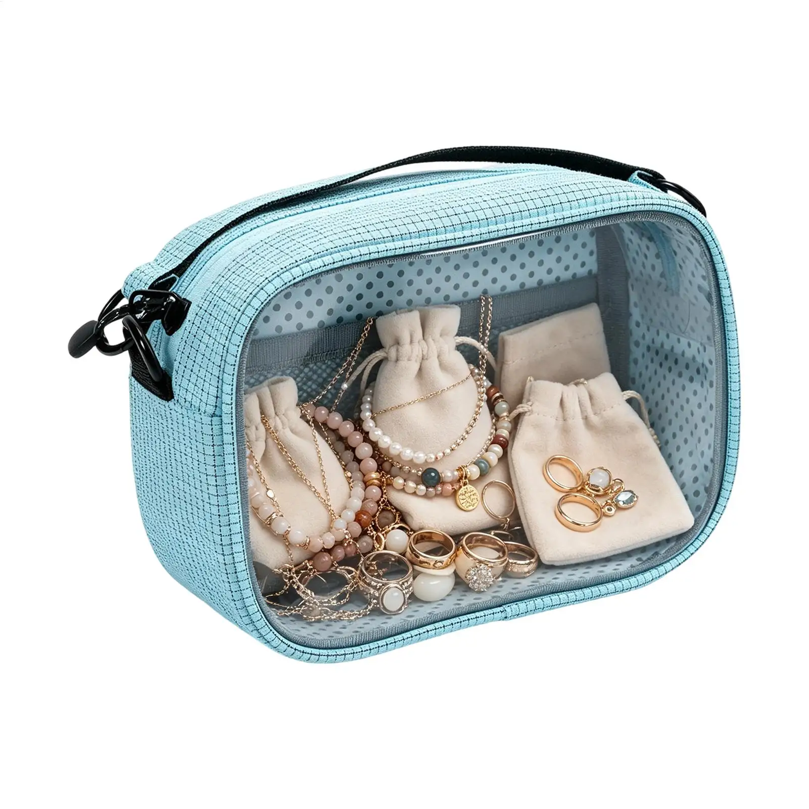 Plush Toy Storage Reusable Waterproof 2-Way Clear Window Pouch Stuffed Animal Storage Makeup Case For Board Game Doll Brush Key