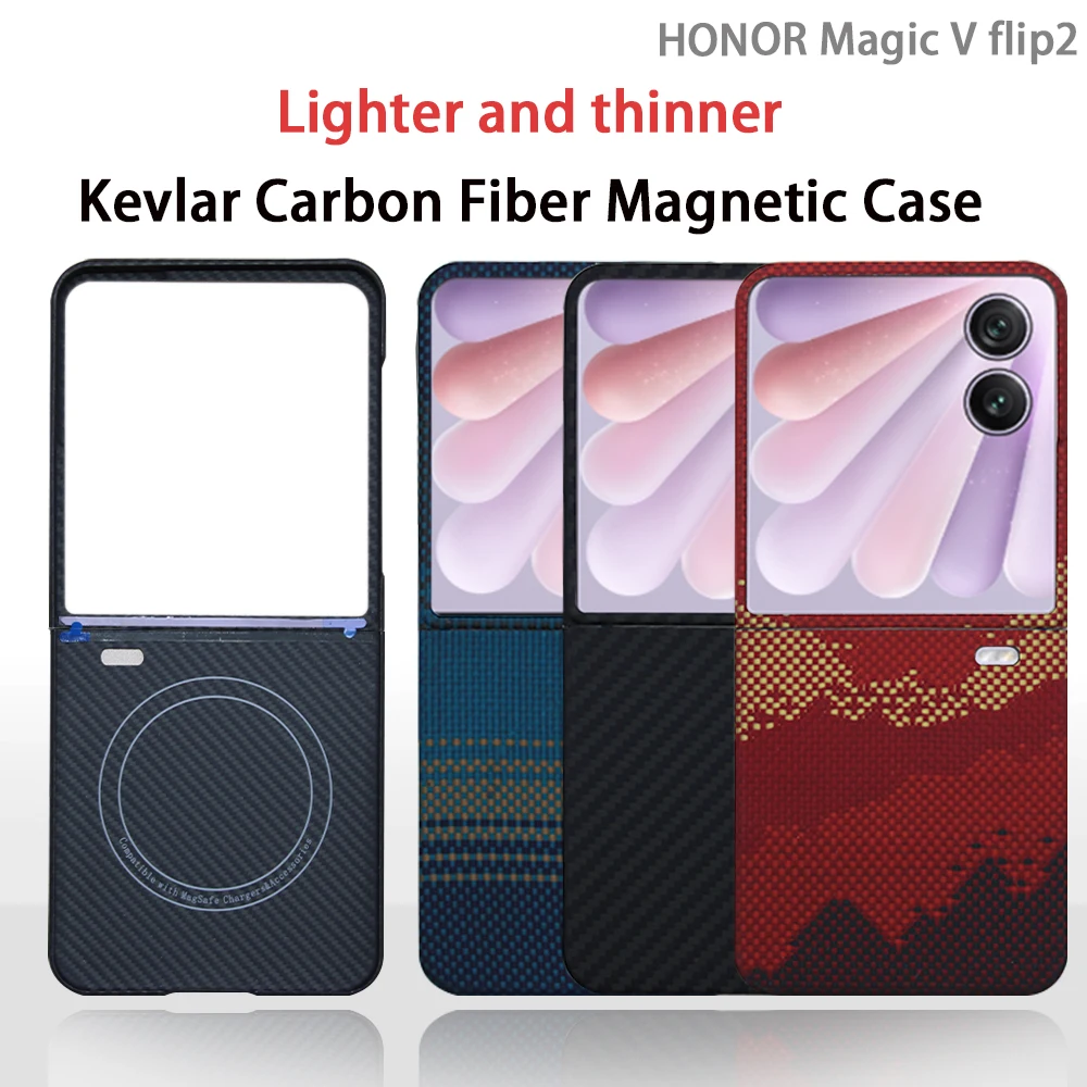 COXN For Honor Magic V Flip 2 Case, Aramid Fiber Carbon Fiber with/without Magsafe Full Protection Cover Anti-Drop Anti-Scratch