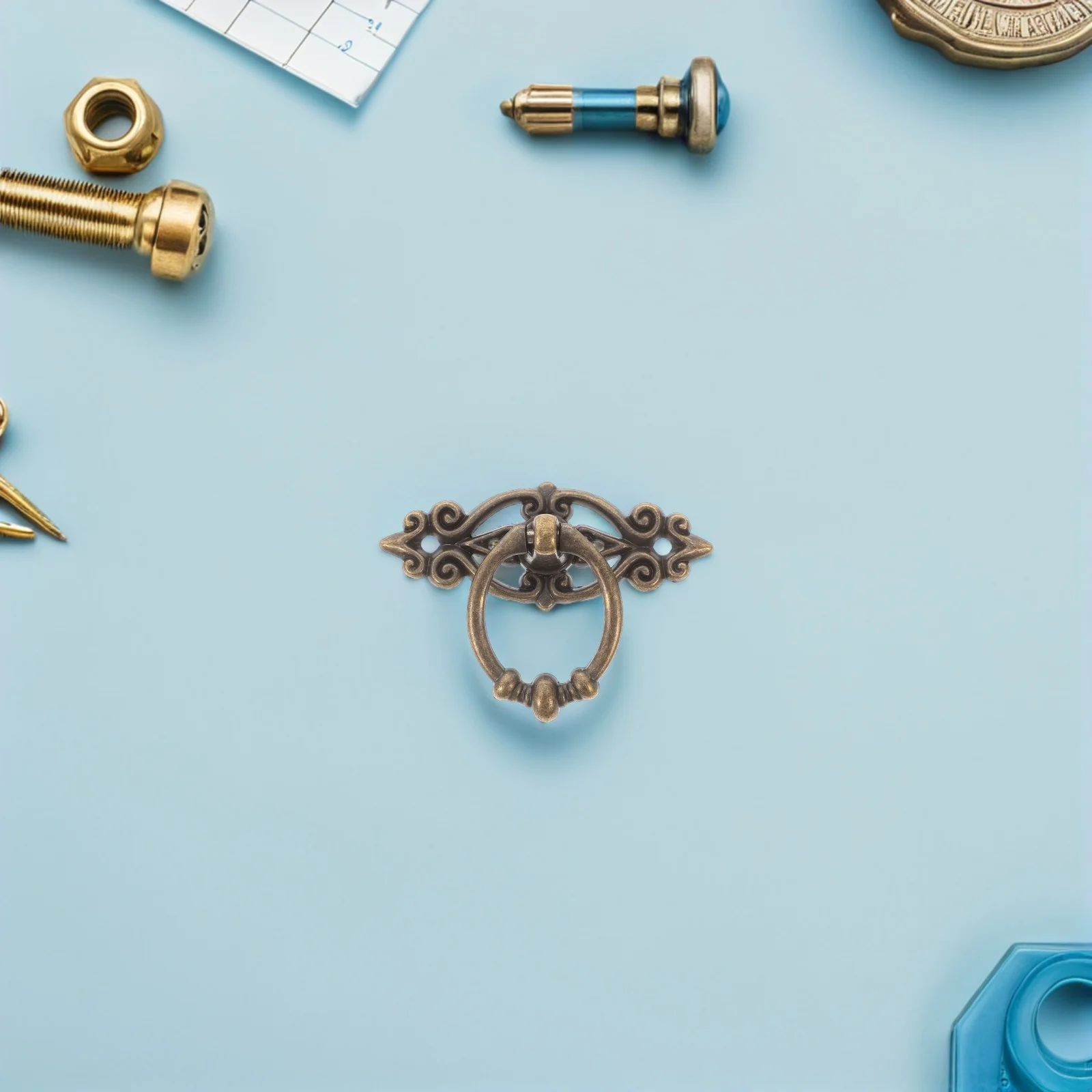 

4Pcs Retro Cabinet Pulls Drawer Handles Zinc Alloy Drop Ring Knobs for Dresser Wardrobe Furniture Hardware Easy Install