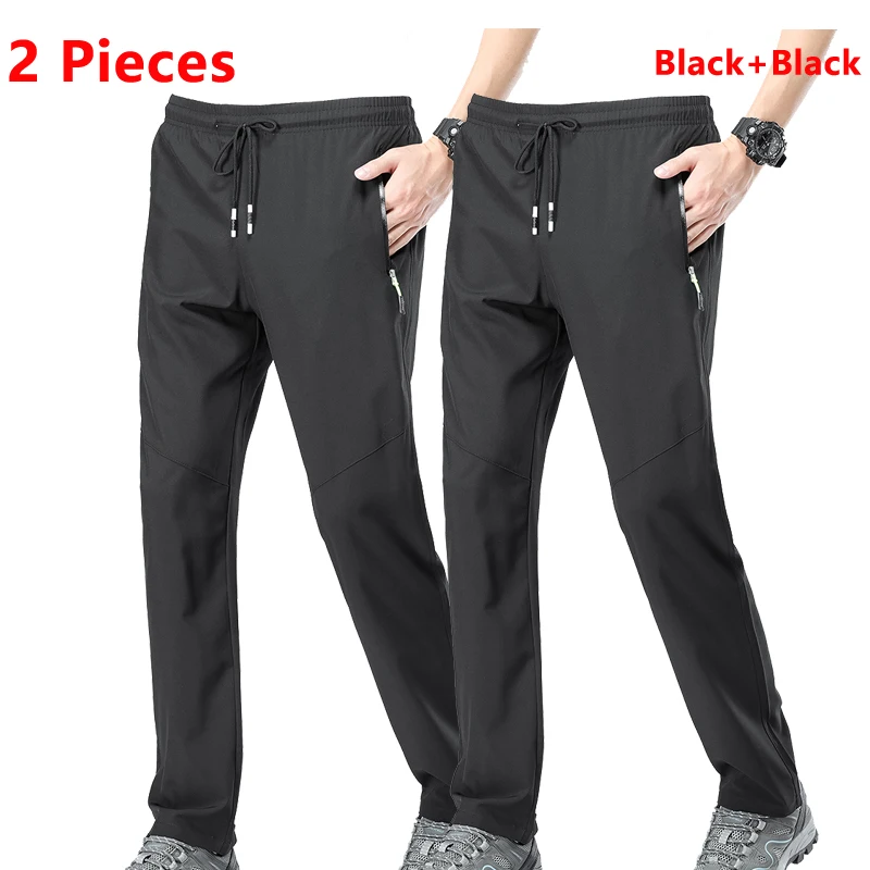 

2 Pieces Lightweight Pants Men Spring Summer Quick Dry Sports Work Pants Outdoor Trekking Fishing Pants Male Trousers for Men