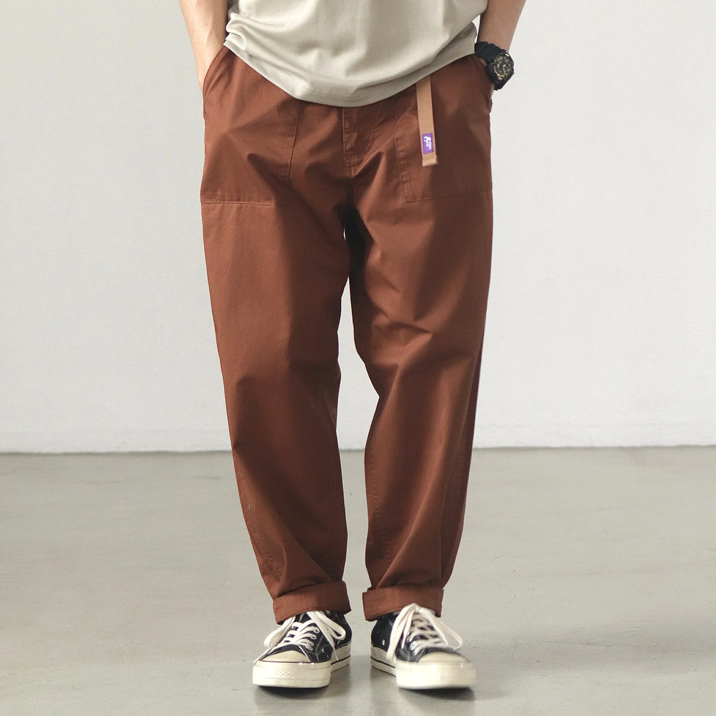 

Ретро японские повседневные хлопковые брюки Харлан, свободные широкие брюки для мужчин, летние новые брюки с высокой талией на молнии