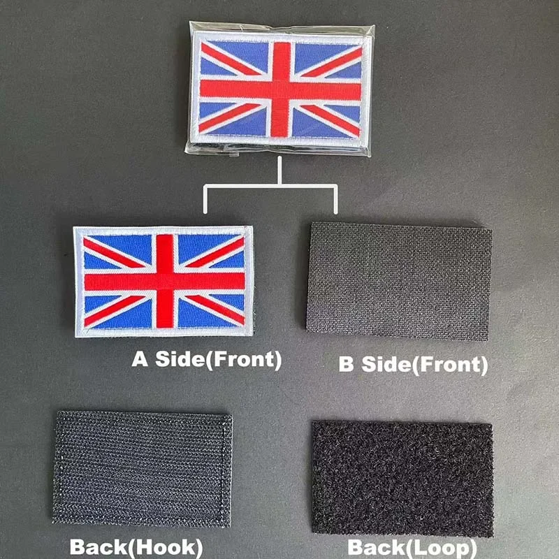 8*5CM English Flags Tactical Backpack Stickers Military Clothes Badge,England Scotland Flag Embroidery Hook and Loop Patches