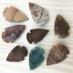 Hot Raw Ore Gems Indian Agates Arrow Head Charm Pendant for Women Men Necklace Making Rough Healing Natural Stone 6pcs Wholesale