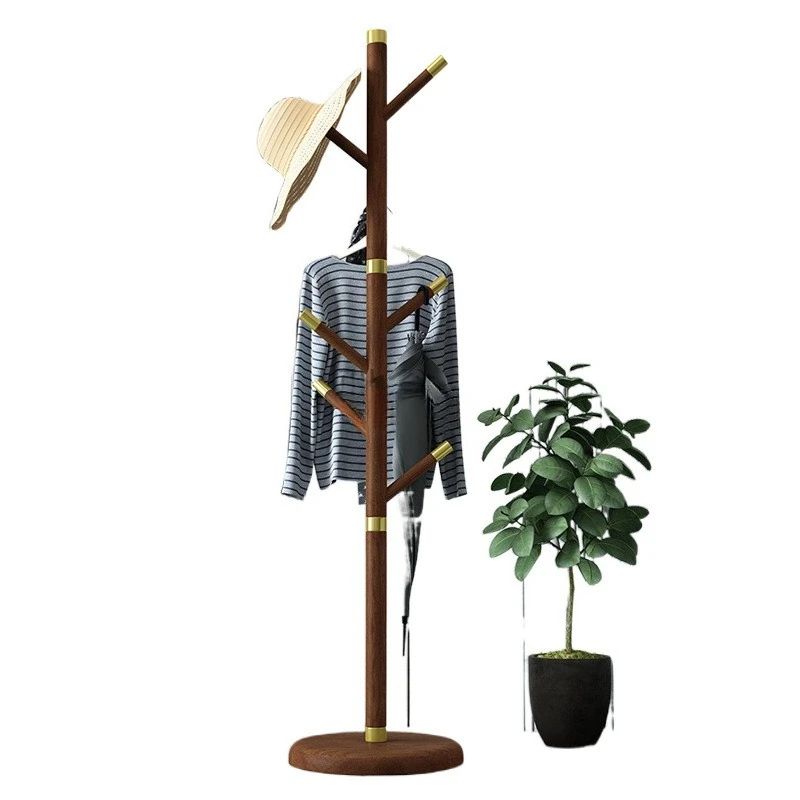 

Solid wood coat rack single pole hanger modern simple bedroom floor vertical