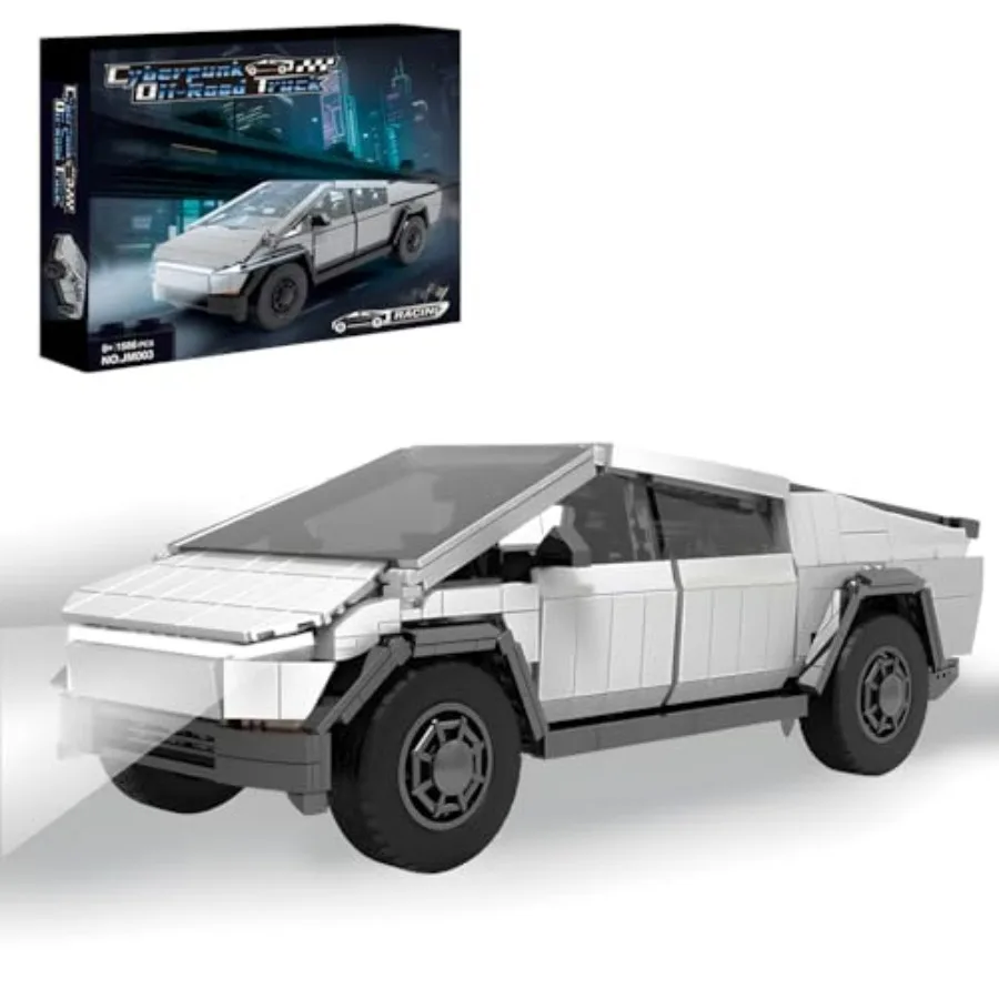 

Light-Up Car Building Set 1:14 City Cyber Off-Road Truck with Lights STEM Building Blocks in Black and Blue for Adults Boys Gir