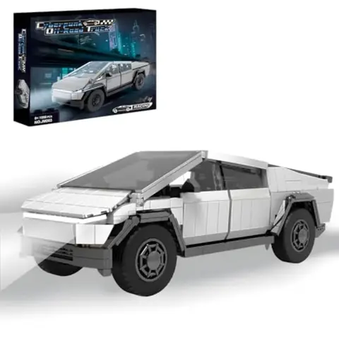 Light-Up Car Building Set 1:14 City Cyber Off-Road Truck with Lights STEM Building Blocks in Black and Blue for Adults Boys Gir