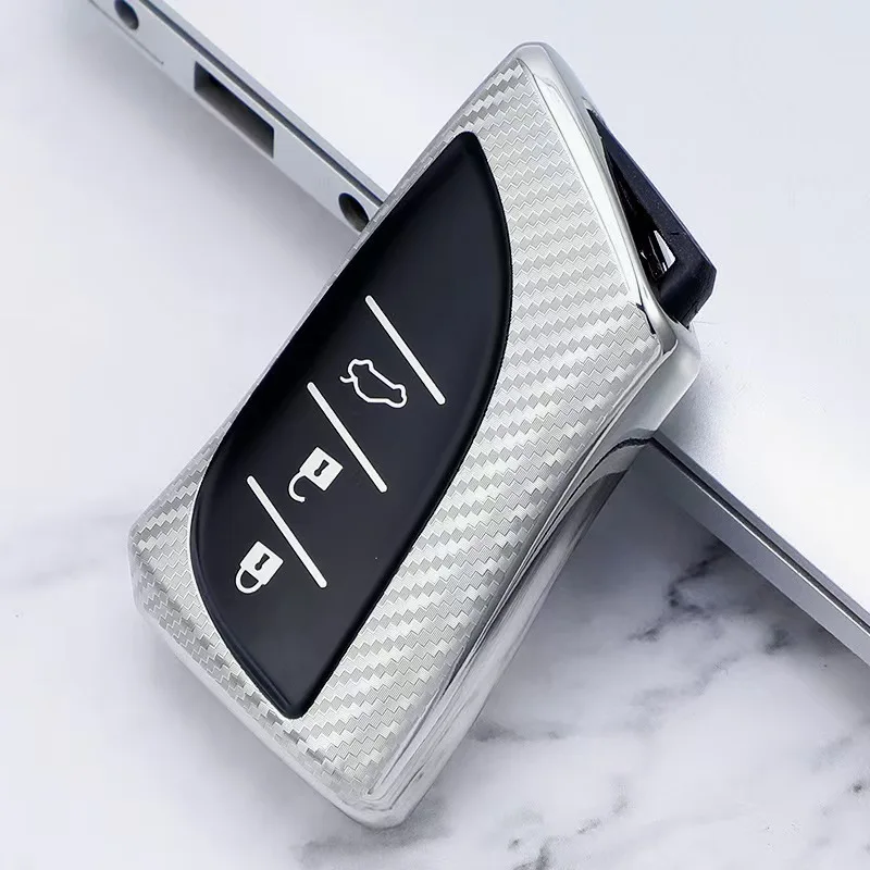 Full Coverage Car Key Case Suitable for Lexus 2019 UX260h New ES200 ES300h Carbon Fiber Keychain Cover Interior Accessories