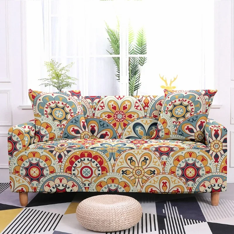 1/2/3/4 Seat Sofa Cover for Living Room Elastic Sofa Cover Mandala Print Stretch Slipcover Corner Sofa Cover Armchair Home Decor