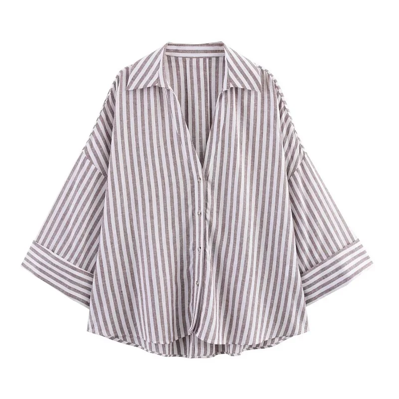 Women's Shirts Striped Oversize Shirts for Women Wide Sleeve Casual Shirts and Blouses Woman White Summer Loose Tops Woman