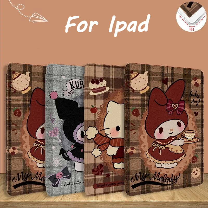 

Vintage Plaid Kuromi Case for Ipad Pro 11in 10th Gen 9th 10.2in Book Style Cover with Pen Slot for Mini6 Air5/4 Air3 10.5in Case