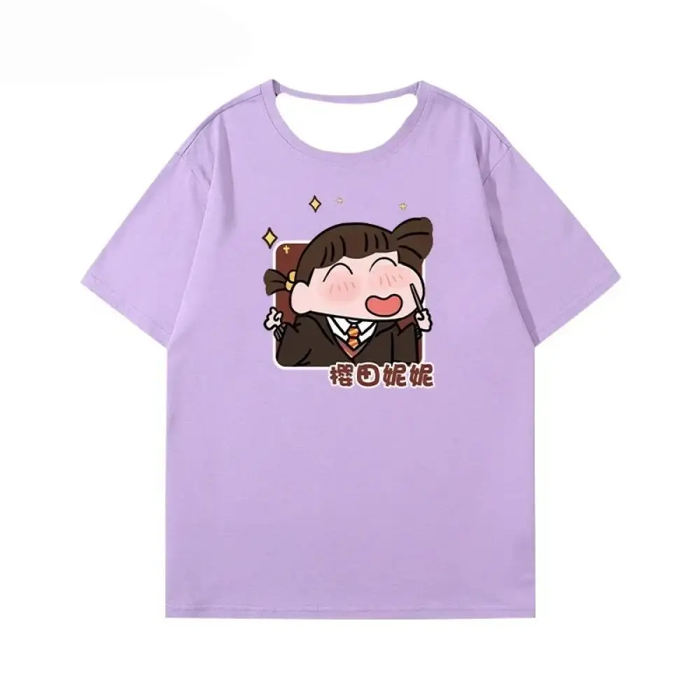 Crayon Shin Chan Women's T-shirt Cartoon Anime Street Top Summer Short Sleeve Kids Pattern