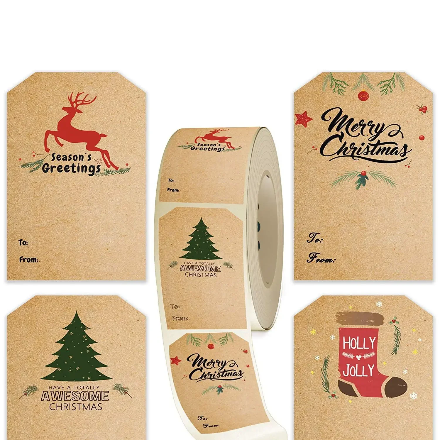 

Christmas Decoration 300 Stickers/Roll Retro Christmas Stickers Gift Packaging Label Paper Self-adhesive Sticker Labels