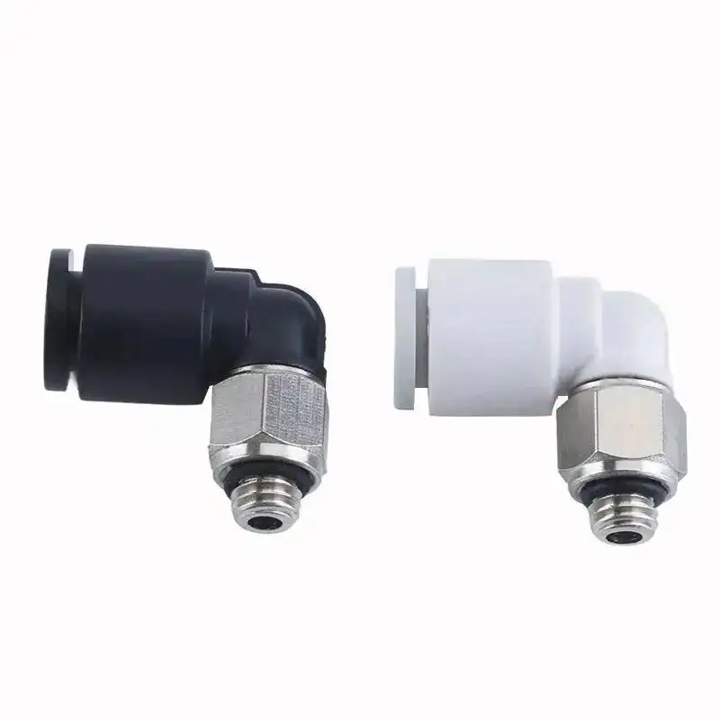 10 Conectores Neumáticos Rápidos Micro Mini para Tuberías de Aire, Conector en Codo con Rosca PL4-M3/M4/M5/6mm