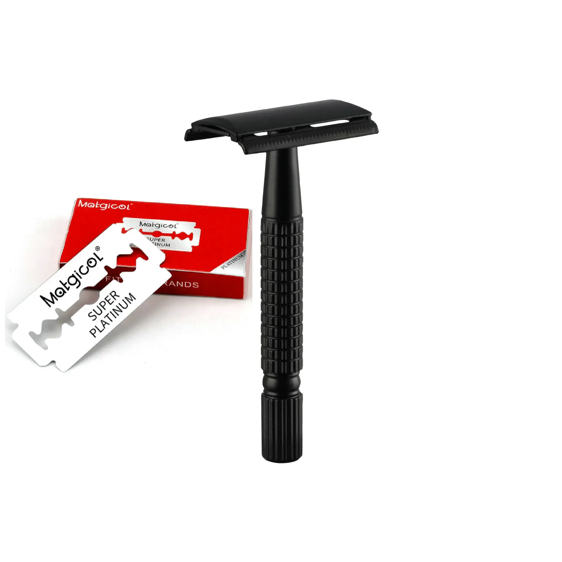 

Двухсторонняя металлическая Безопасная бритва для мужчин-включает в себя 10 бритвенных лезвий-улучшенное Бритье