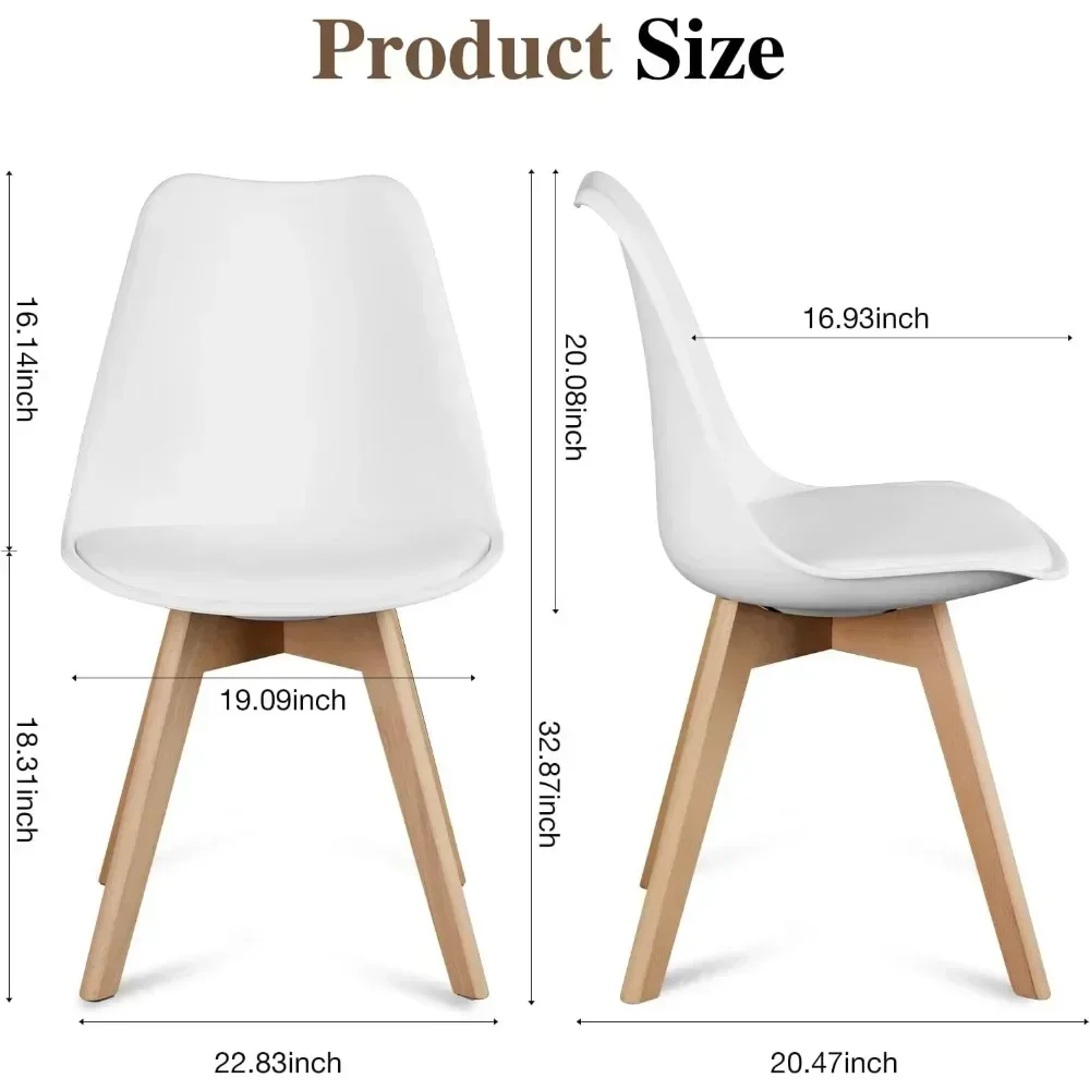 Juego de 4 sillas de comedor modernas de mediados de siglo, cojín de cuero PU para sala de estar, dormitorio, Salón al aire libre