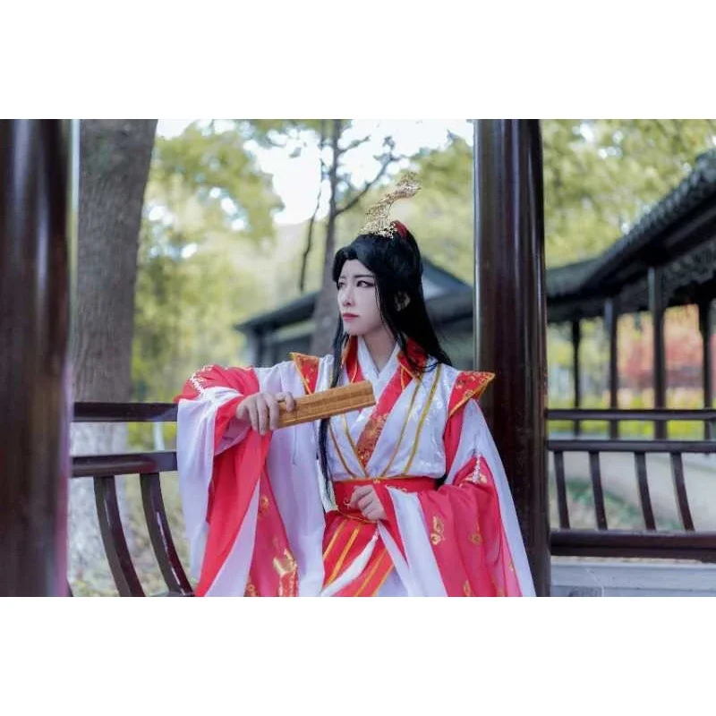 أزياء Xie Lian Prince Yue Shen التأثيرية للرواية العتيقة Tian Guan Ci Fu Platinum Peacock التأثيرية لحفلات الهالوين