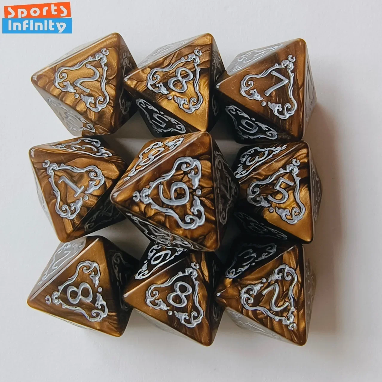 

10pcs/set Fashion Dragon Pattern Number Dice Kit Red Green Blue Gold Silver D8/D4 RPG DND Board Game Entertainment DND Dice Set