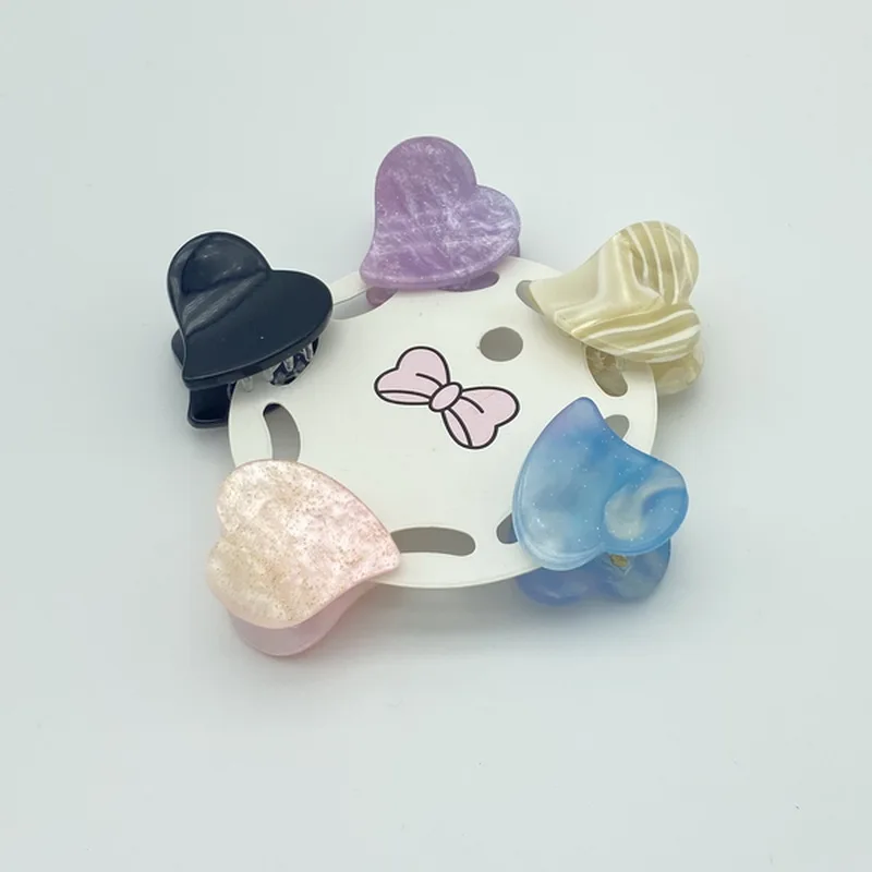 5 teile/satz kleine acetat haarspange klaue für mädchen blume haarnadel kinder bär herz haarspange frauen muschel haar krab zubehör – Detail 5