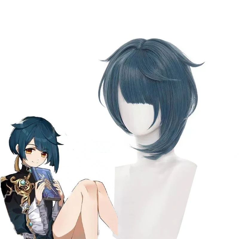 Genshin Impact Xingqiu Parrucca Viaggiatore Anime Parrucca Cosplay Giovane Abito primaverile Xingqiu Stile personaggio