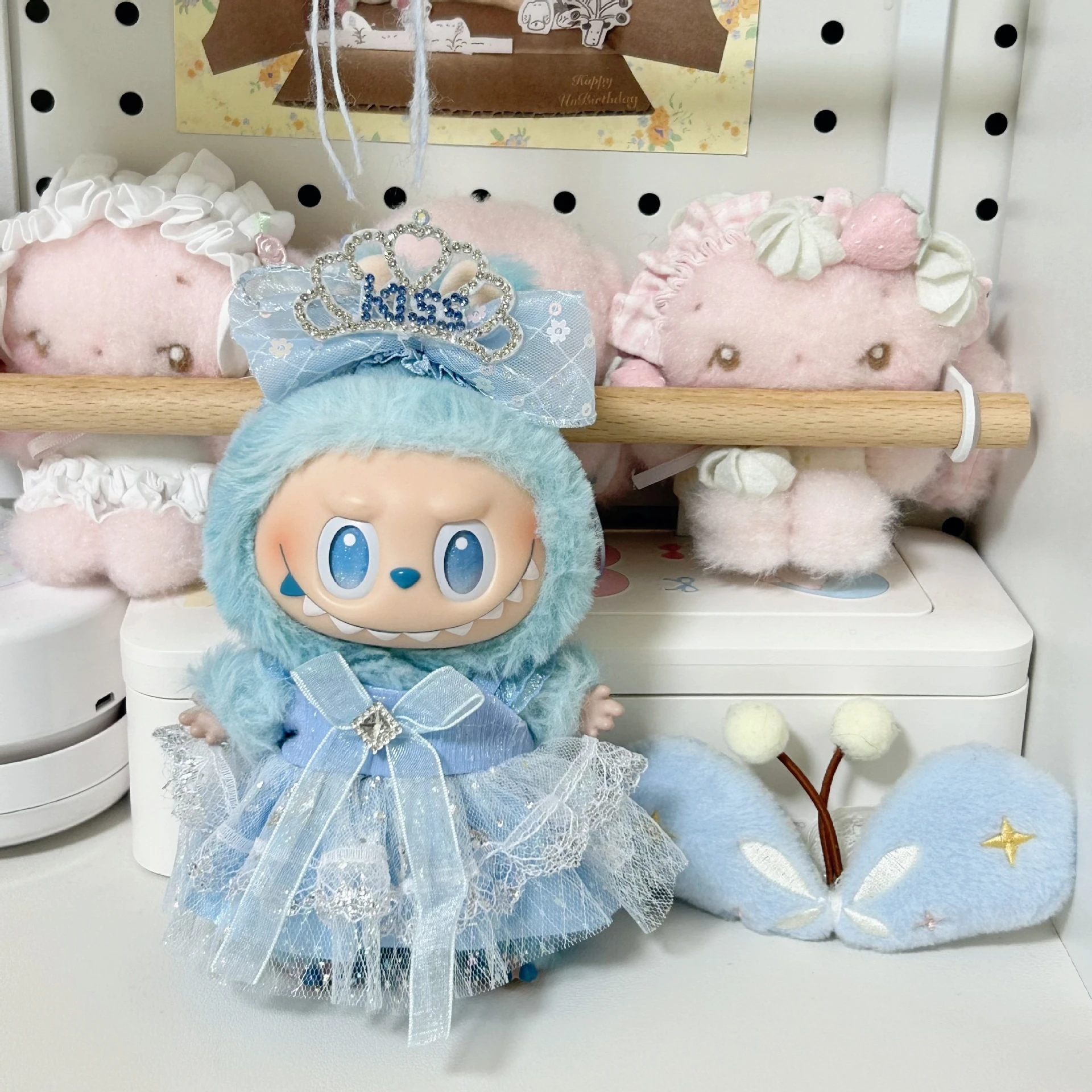 

Blue Lolita Princess Skirt Dress for Labubu 3.0 V1/V2 for 17cm Cotton Doll Dress Outfit for Ropa Labubu Doll Clothes Girl Gift