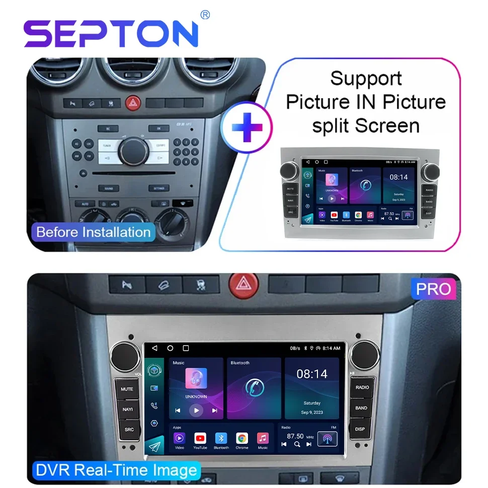 SEPTON 범용 안드로이드 자동차 라디오, Opel Astra H J 2004 Vectra Vauxhall Antara Zafira Corsa C D Vivaro Meriva Veda CarPlay