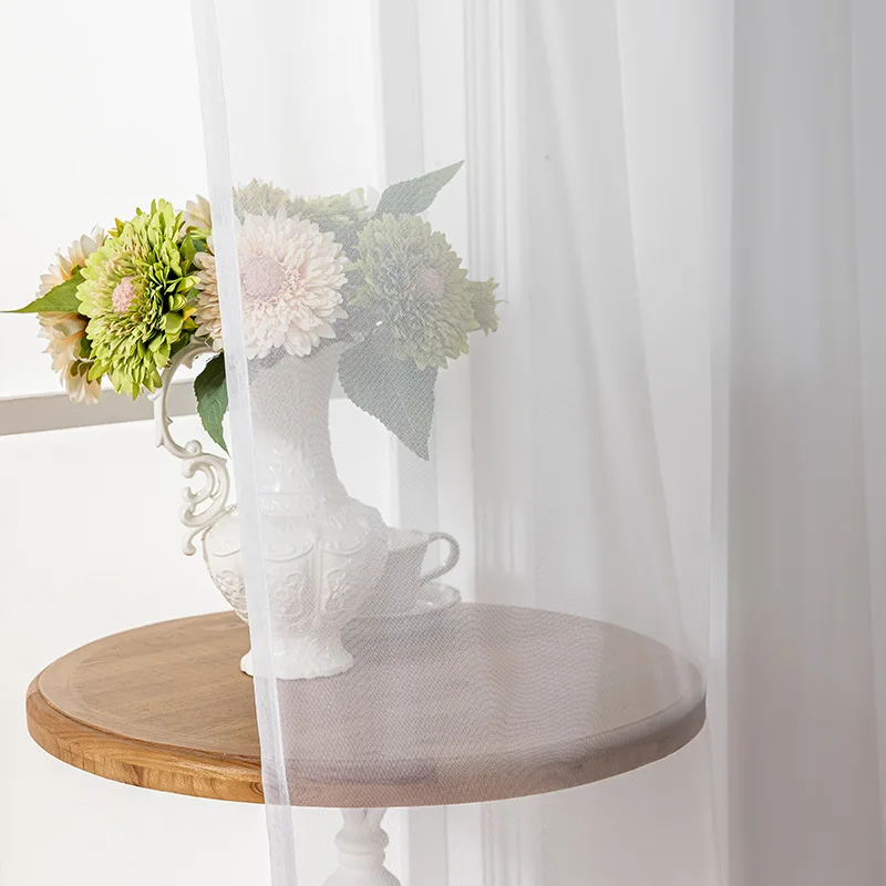 2 Pack White Rod Pocket Sheer Curtains, Light Transparent Wrinkle Resistant Light Filter Voile Drapes for Bedroom Living Room