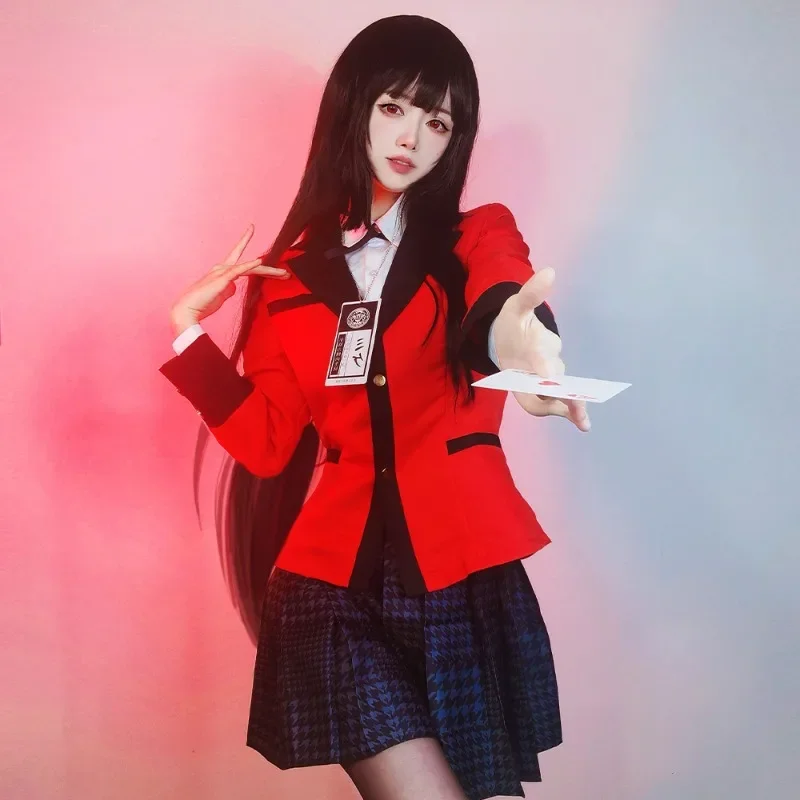 Disfraz de Cosplay de Anime Kakegurui Jabami Yumeko, jugador compulsivo de Sayaka, uniforme escolar de Anime para chica JK, chaqueta con capucha, conjunto completo
