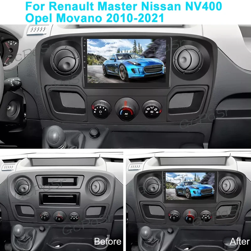 Android 14 para coche Renault Master Nissan NV400 Opel Movano 2010 - 2021 pantalla táctil de navegación reproductor Multimedia unidad principal GPS